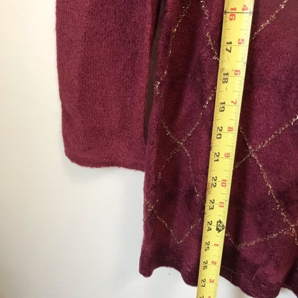 Marina Rinaldi Argyle Metallic Textured Mohair Wool Blend Crew Soft Sweater Top - Picture 15 of 16